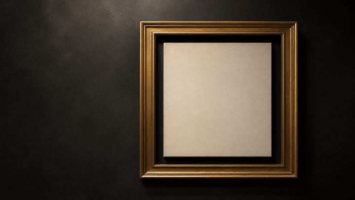 Gold picture-frame moulding slightly too wide for the cream canvas inside