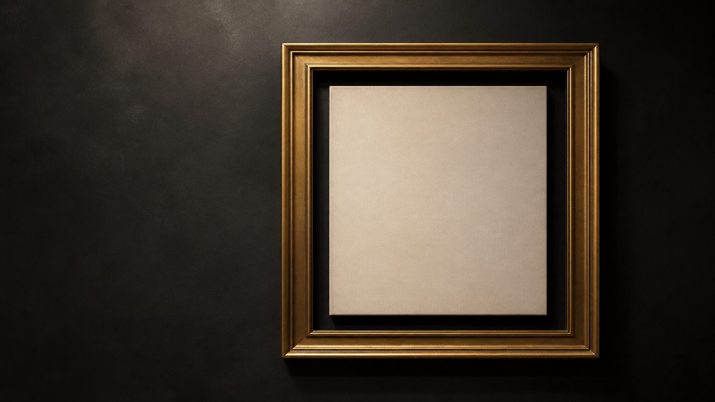 Gold picture-frame moulding slightly too wide for the cream canvas inside